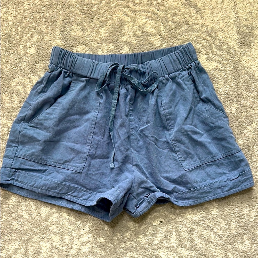 Women's Blue Casual Shorts - Picture 2 of 3